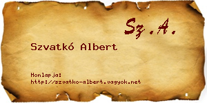 Szvatkó Albert névjegykártya