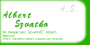 albert szvatko business card